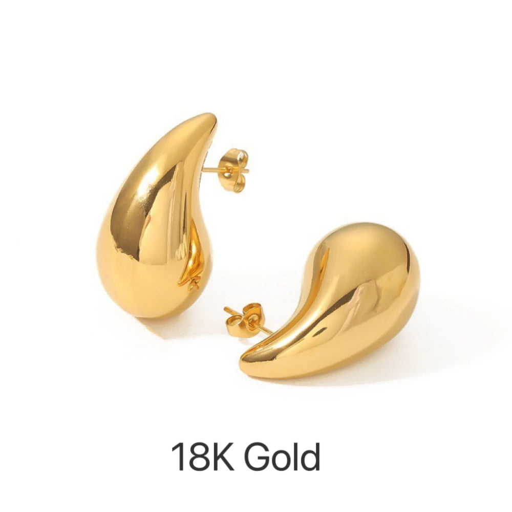 Vintage Chunky Water Drop Earrings in Gold Plated Stainless Steel - Smarsty