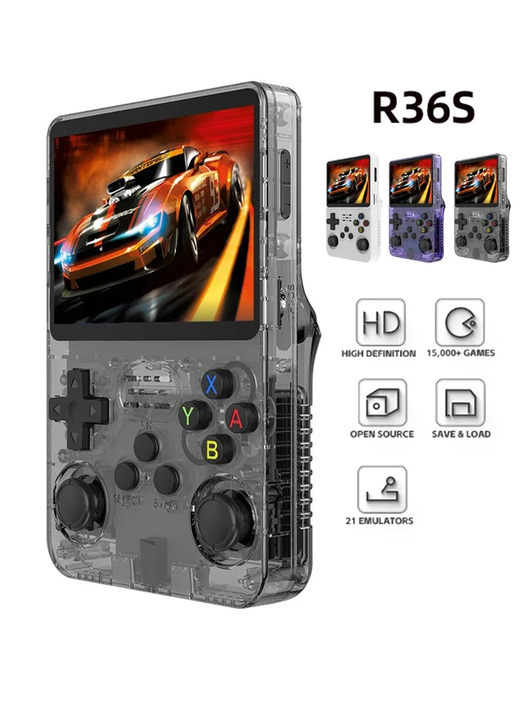 128G R36S Retro Handheld Video Game Console Linux System 3.5 Inch IPS Screen R35s Pro Portable Pocket Video Player 64GB Games - Smarsty