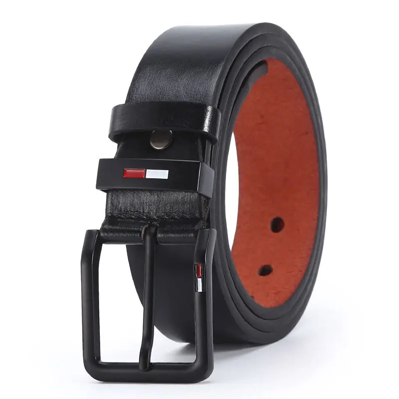Mens PU Leather Belt with Square Alloy Buckle Durable Fashion Waistbelt - Smarsty