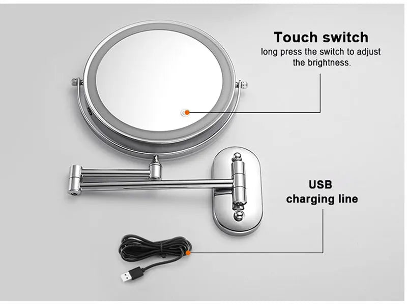 8 Inch Chrome Makeup Mirror with Dual Magnification - Smarsty