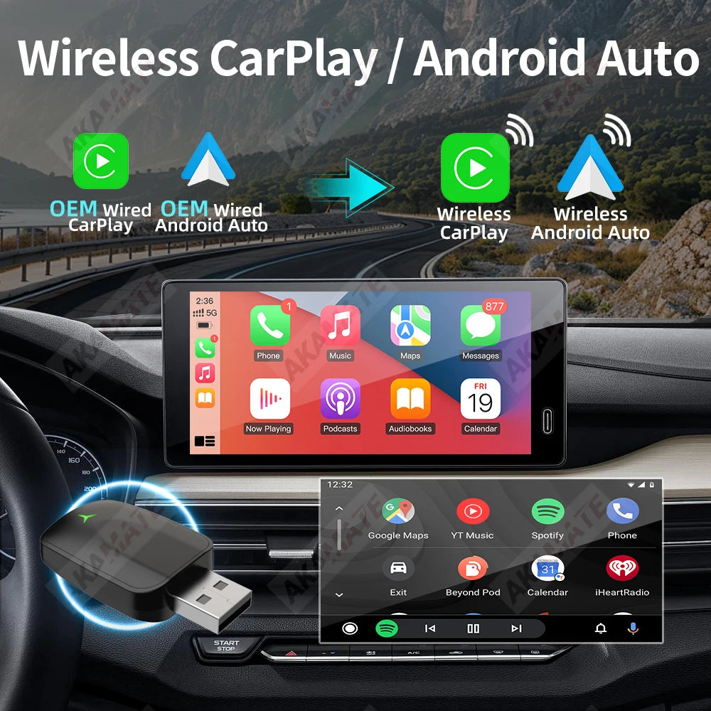 Wireless CarPlay Dongle 2 In 1 Android Auto Adapter - Smarsty