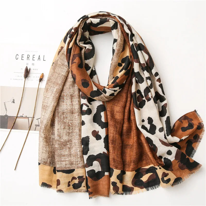 Luxury Leopard Print Scarf for Women Lightweight Shawl - Smarsty