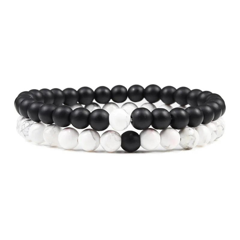 Couples Distance Lava Stone Yoga Bracelets Set - Smarsty