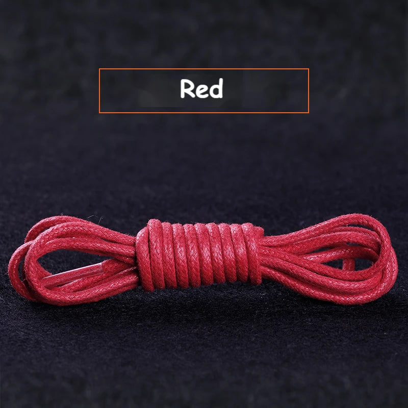 1Pair Cotton Waxed Shoelaces Round Oxford Shoe laces Boots Laces Waterproof Leather Shoelace Length 60/80/100/120/140/180cm - Smarsty