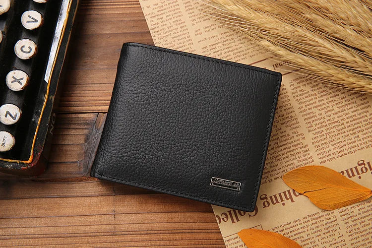 Classic Short Genuine Leather Men Wallets Fashion Coin Pocket Card Holder Men Purse Simple Quality Male Wallets - Smarsty