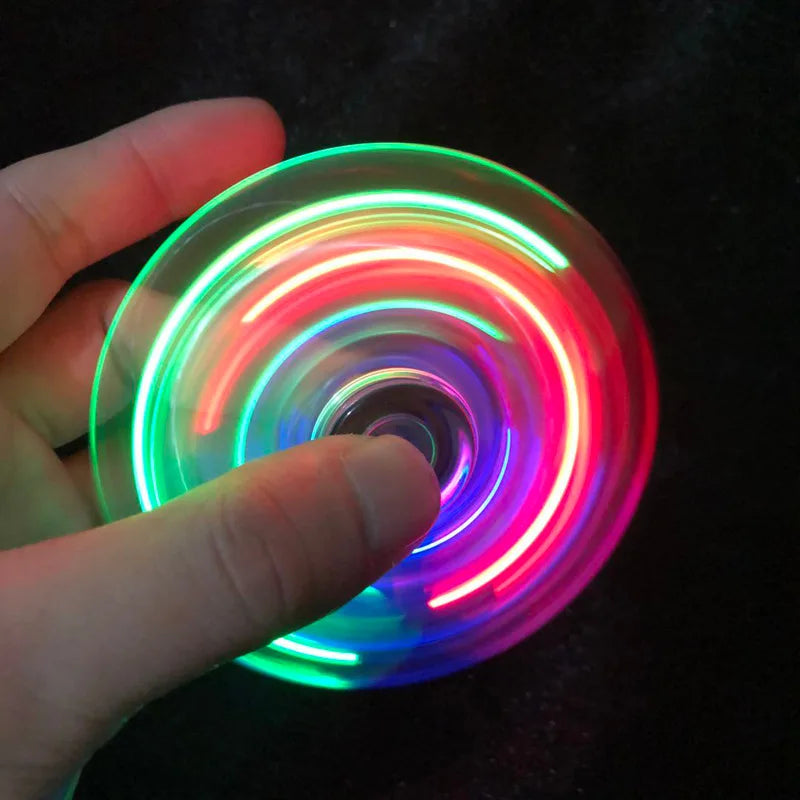 Crystal Luminous LED light Fidget Spinner Hand Top Spinners Glow in Dark EDC Stress Relief Toys Kinetic Gyroscope for Children by Smarsty