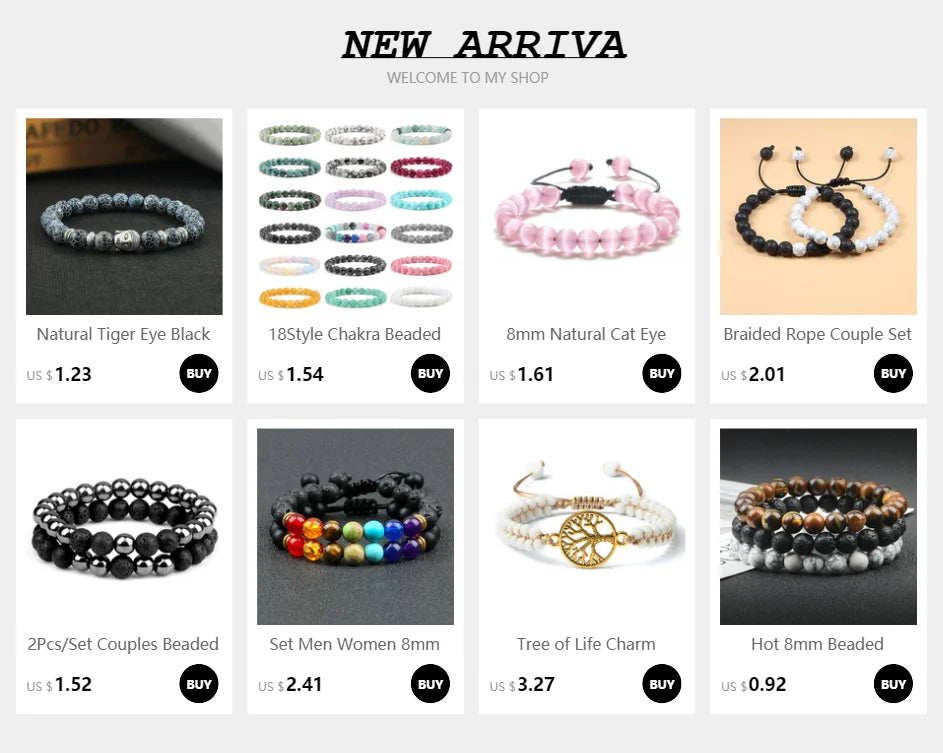 Couples Distance Lava Stone Yoga Bracelets Set - Smarsty