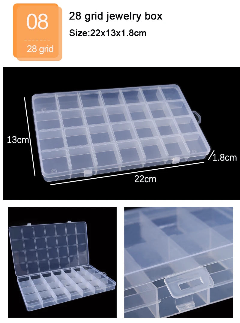 Adjustable Plastic Jewelry Storage Box with 10 Compartment Slots - Smarsty