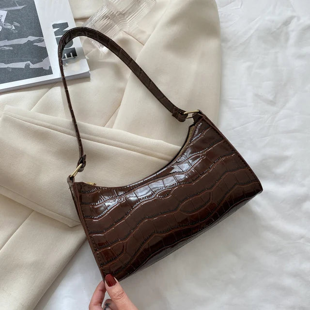 PU Leather Alligator Pattern Women Slim Shoulder Bag Purse - Smarsty