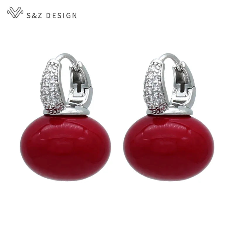 Fashion Pearl Dangle Earrings for Women with Cubic Zirconia - Smarsty