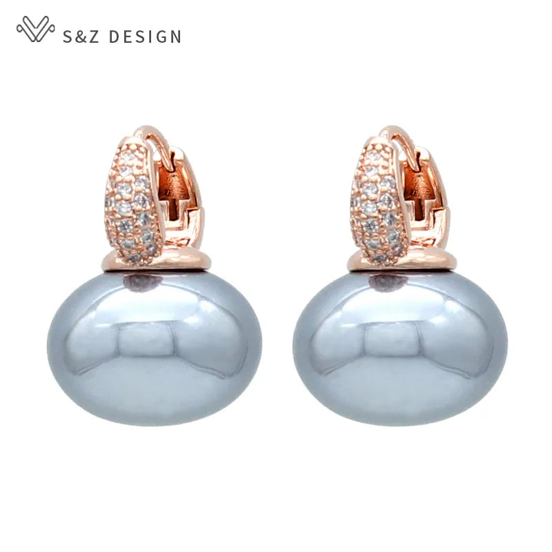 Fashion Pearl Dangle Earrings for Women with Cubic Zirconia - Smarsty