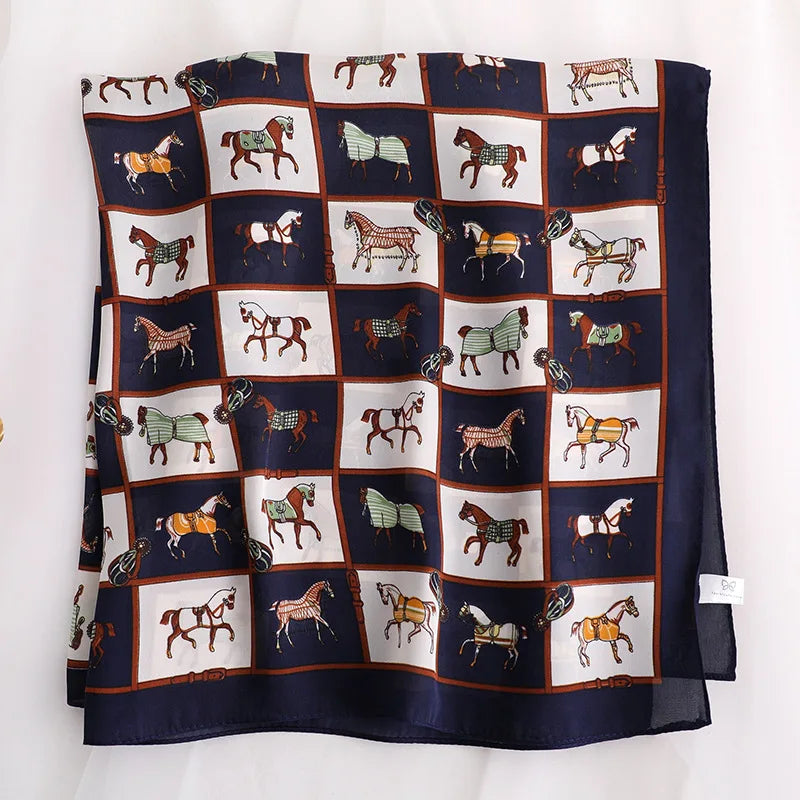 Luxury Silk Satin Headscarf for Women with Plaid Print - Smarsty