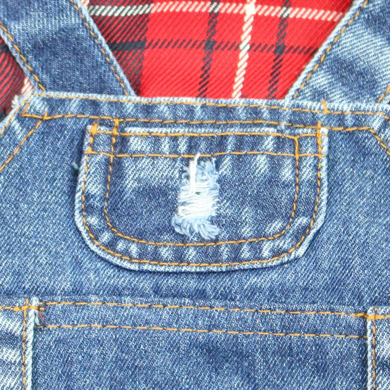 Denim Plaid Jumpsuit Hoodie for Dogs and Cats - Smarsty