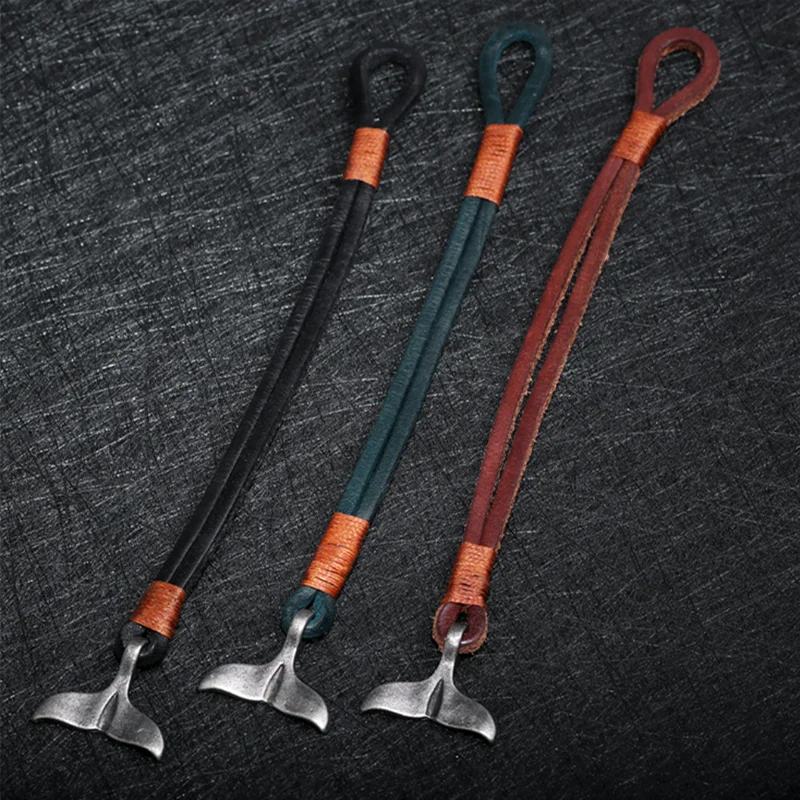 Vintage Leather Whale Tail Bracelet Beach Jewelry for Men Women - Smarsty