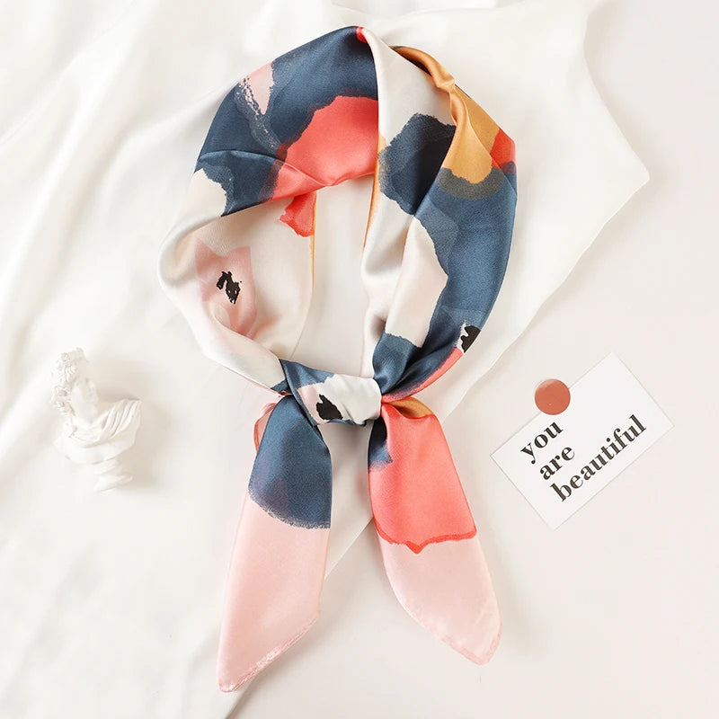 Luxury Silk Square Scarf Soft Satin Neck Hair Tie - Smarsty