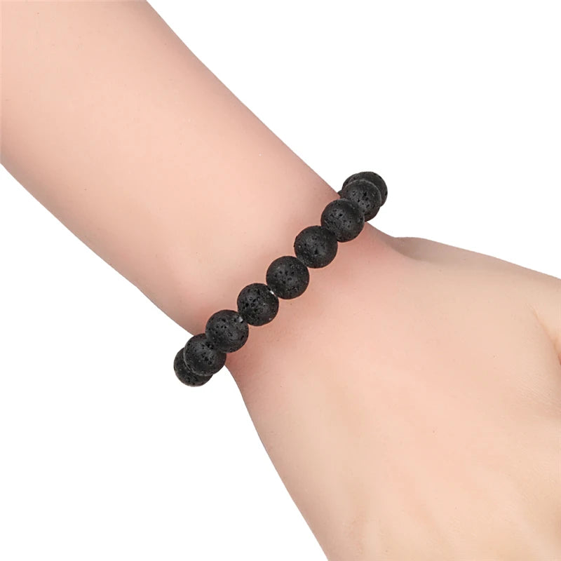 Natural Stone Bead Bracelet with Volcanic Lava - Smarsty