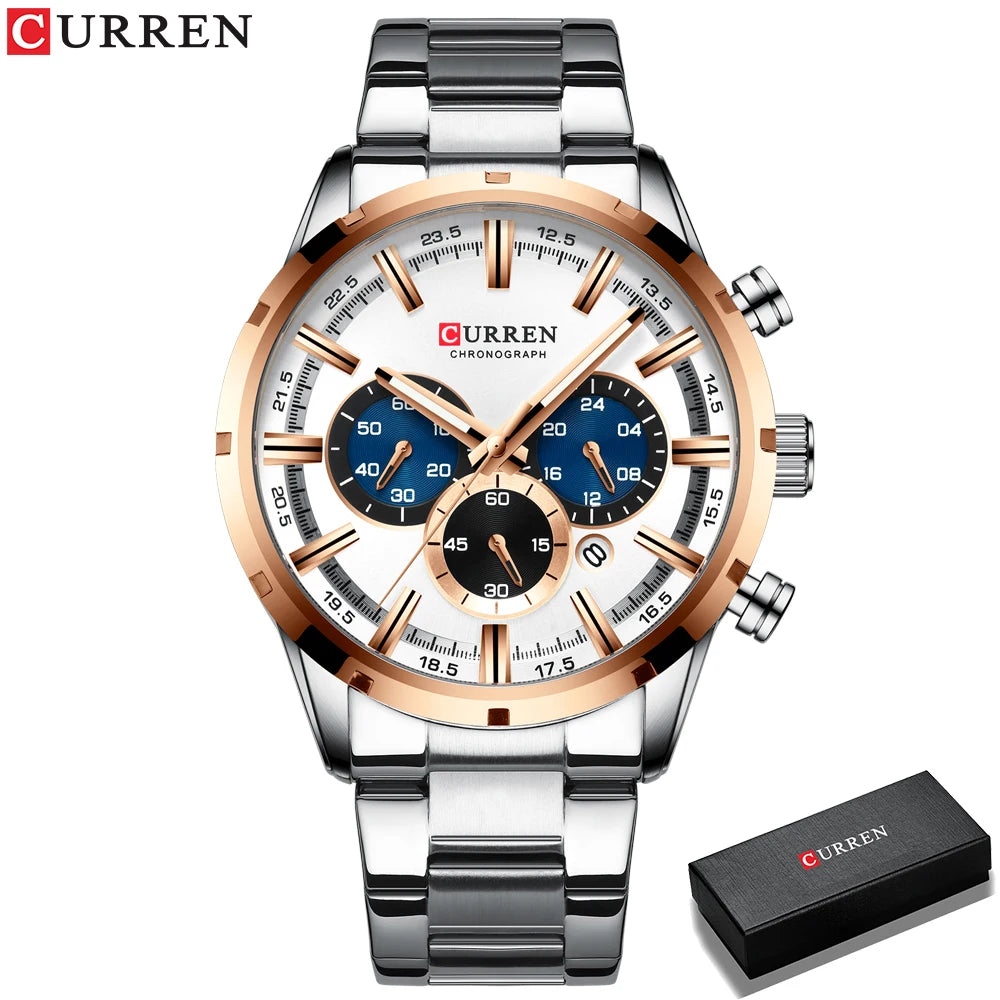 Curren Men's Waterproof Business Watch with Blue Dial - Smarsty