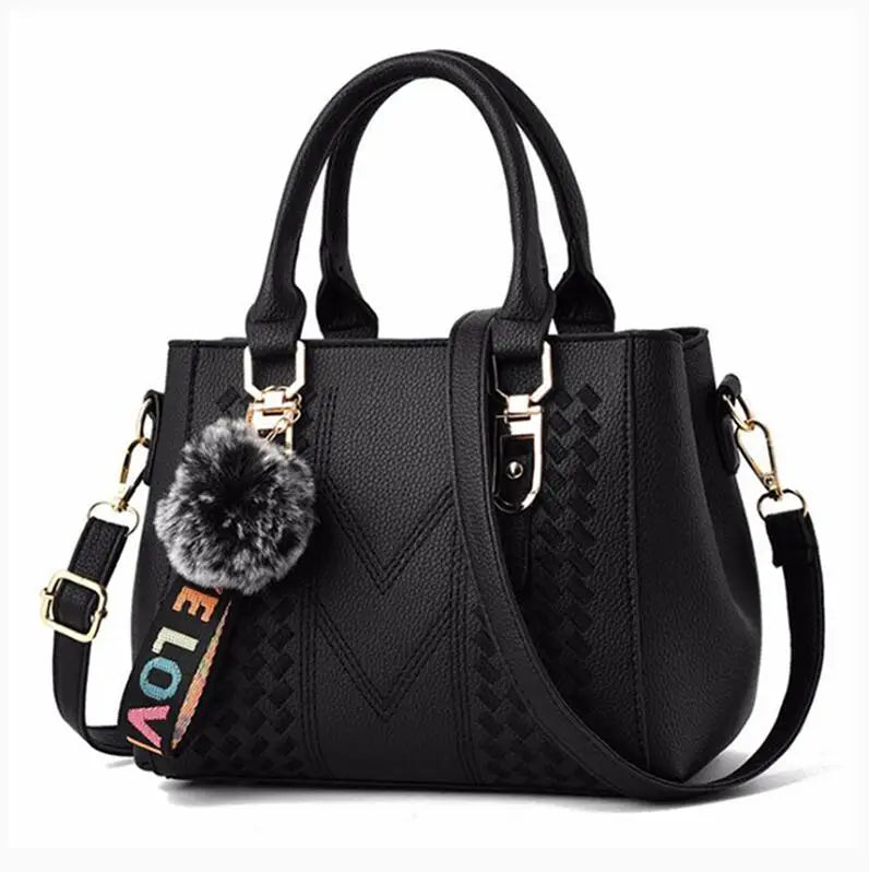 Embroidered Leather Messenger Bag for Women With Fur Accent - Smarsty