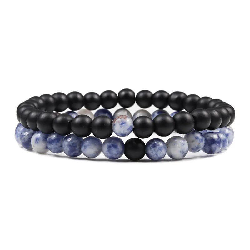 Couples Distance Lava Stone Yoga Bracelets Set - Smarsty