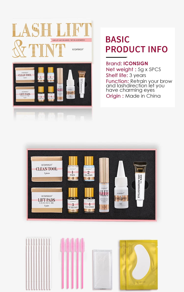 ICONSIGN Lash Lift and Tint Kit Professional Eyelash Lifting Tint Brow Lamination Dye Eye Makeup Tools