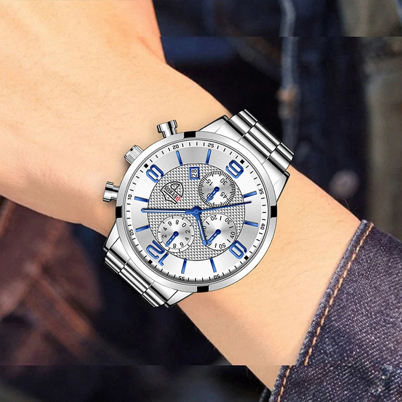 Luxury Stainless Steel Quartz Watch for Men - Smarsty