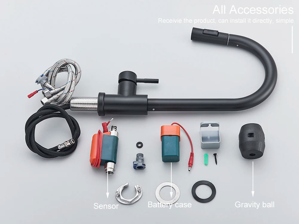 Pull Out Sensor Black Kitchen Faucet With Touch Control - Smarsty
