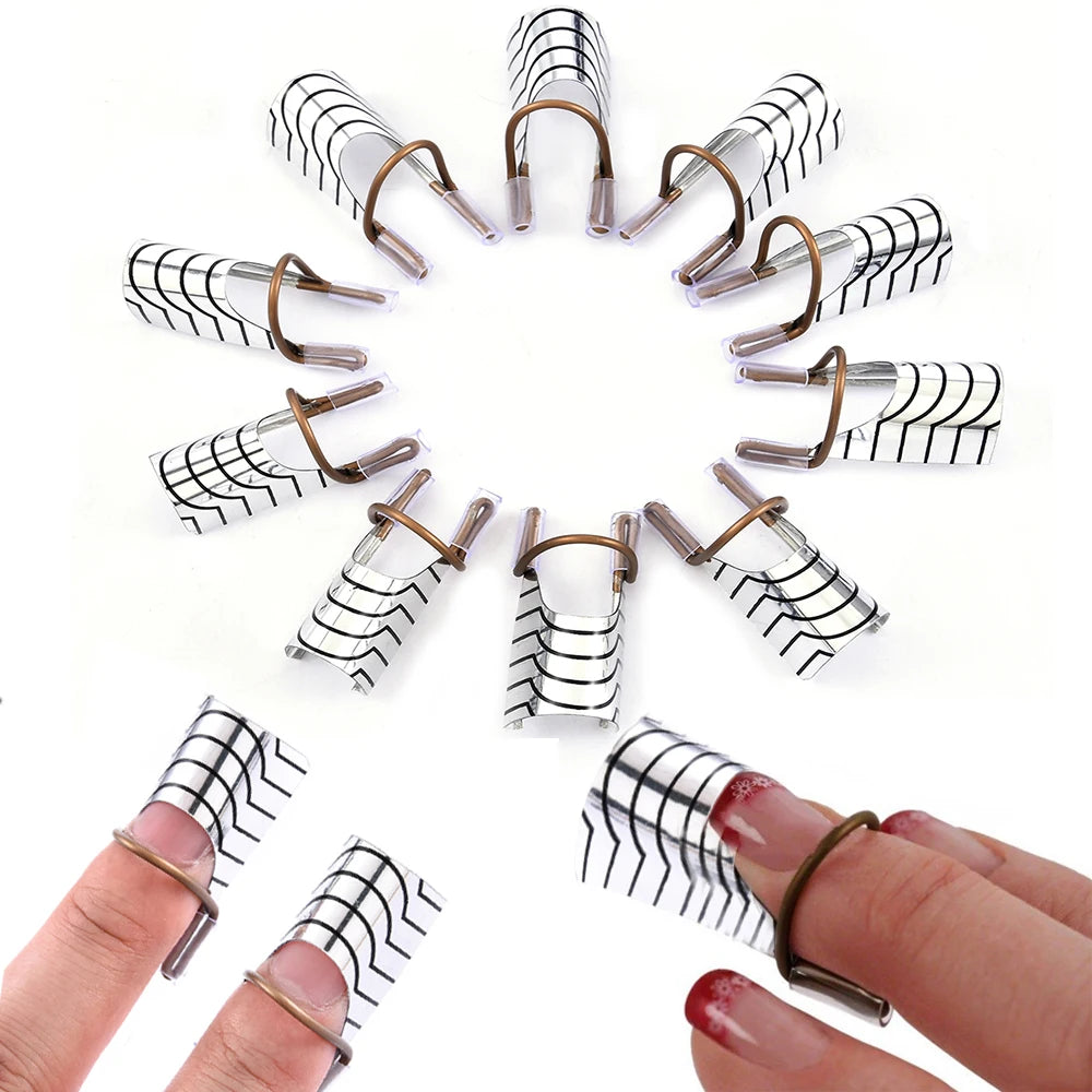 10 Pcs Reusable Aluminum Nail Extension Forms for Manicure - Smarsty