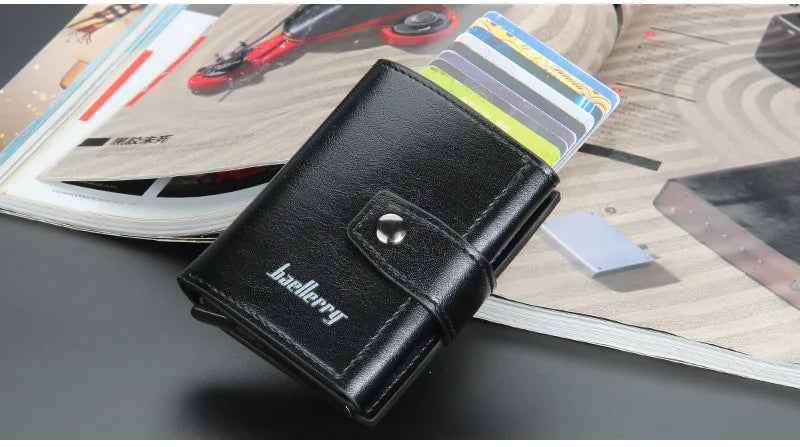 New RFID Men Card Wallets Hasp Small Card Wallets Slim Mini Men's Wallet High Qaulity Card Clip Photo Holder Short Male Purses