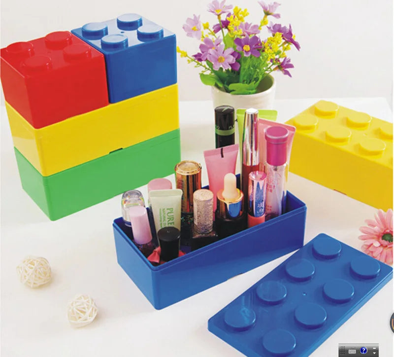 Building Block Storage Box Creative Plastic Storage Box Saving Space Storage Organizers Desktop Office Storage Supplie Kids Gift