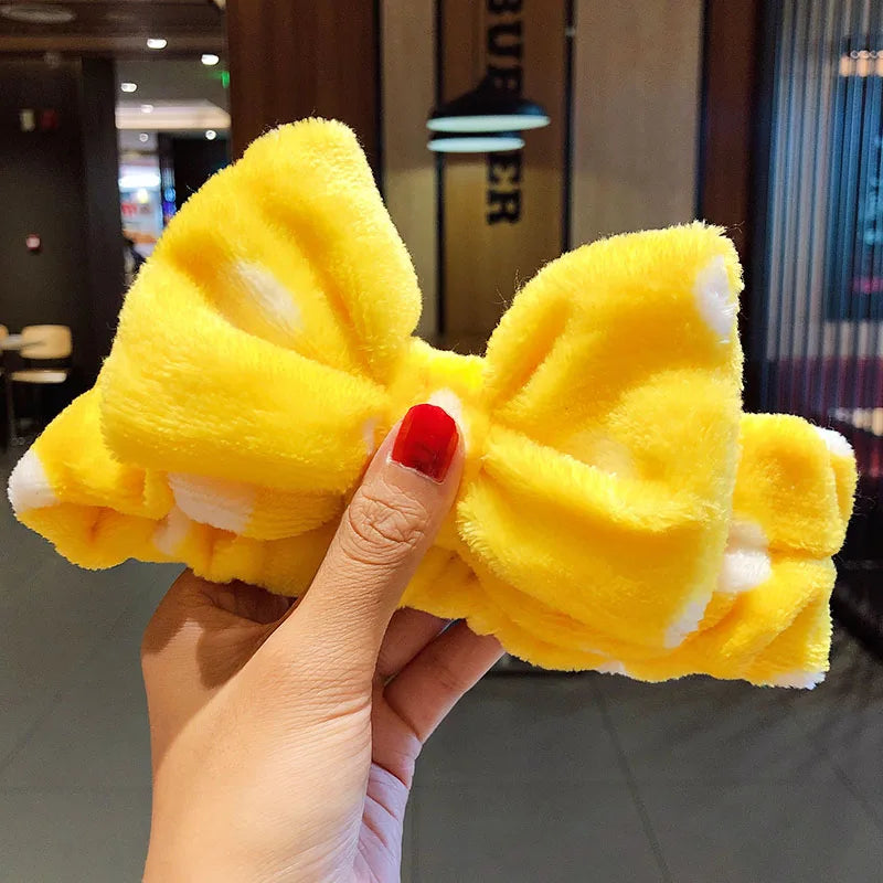 Soft Coral Fleece Bow Headband Warm Hair Holder Turban - Smarsty