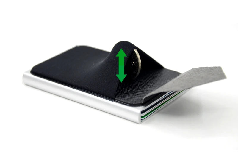 YUECIMIE Slim Aluminum Wallet With Elasticity Back Pouch ID Credit Card Holder Mini RFID Wallet Automatic Pop up Bank Card Case