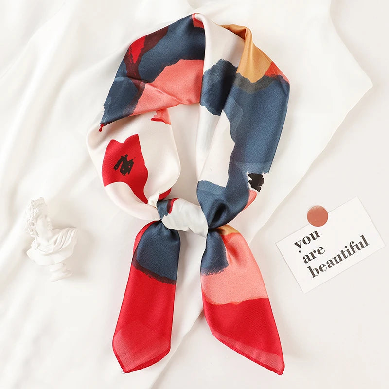 Luxury Silk Square Scarf Soft Satin Neck Hair Tie - Smarsty