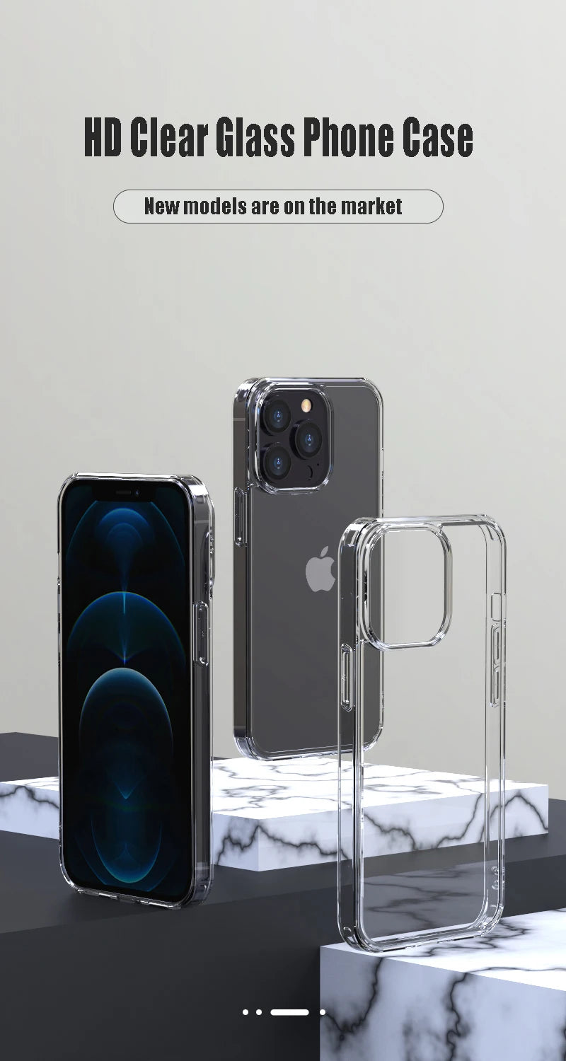 Luxury Tempered Glass Clear Case For iPhone 16 15 14 12 13 Mini 11 Pro XS Max X XR 15 7 8 16Plus SE Transparent Hard Case Fundas by Smarsty