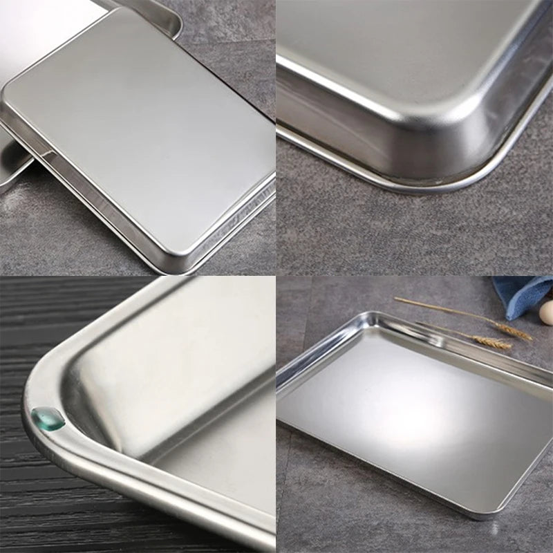 Rectangle Steamed Sausage Noodles Storage Trays Stainless Steel Fruit Dish Restaurant Hotel Kitchen Pastry Food Baking Plates by Smarsty