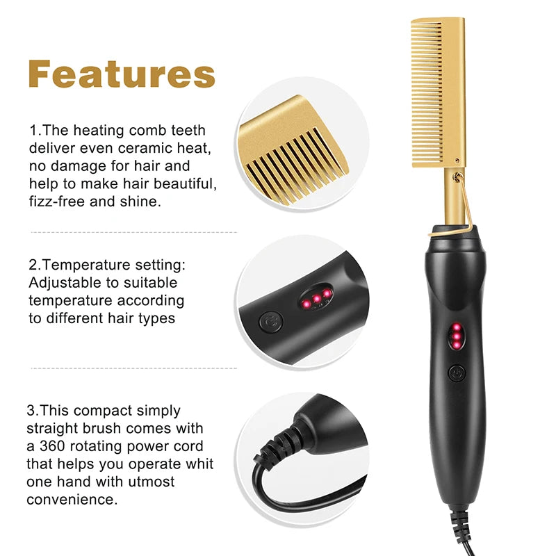 2 in 1 Electric Hot Comb Hair Straightener and Curler - Smarsty