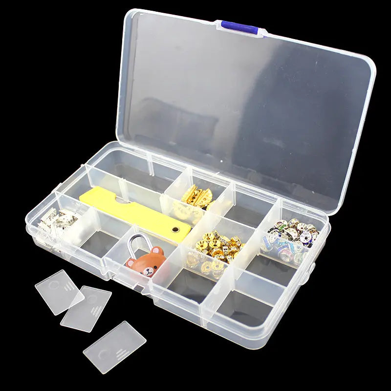 Adjustable Plastic Jewelry Storage Box with 10 Compartment Slots - Smarsty
