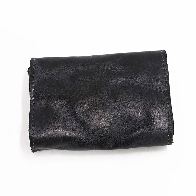 Genuine Leather Wallet for Men Women Brand Vintage Handmade Short Small Men's Wallets Card Holder Original Leather Coin Purse - Smarsty