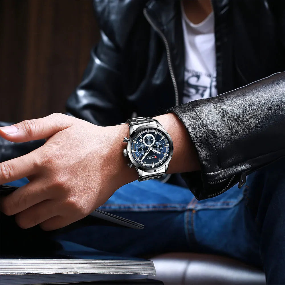 Curren Men's Waterproof Business Watch with Blue Dial - Smarsty