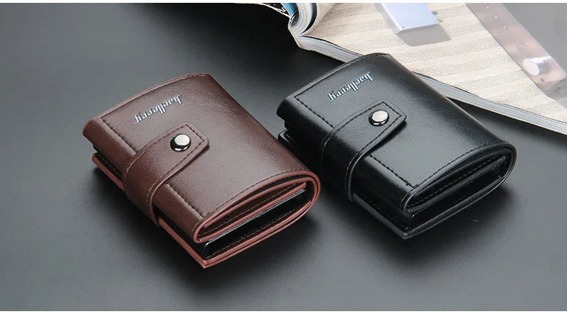 New RFID Men Card Wallets Hasp Small Card Wallets Slim Mini Men's Wallet High Qaulity Card Clip Photo Holder Short Male Purses