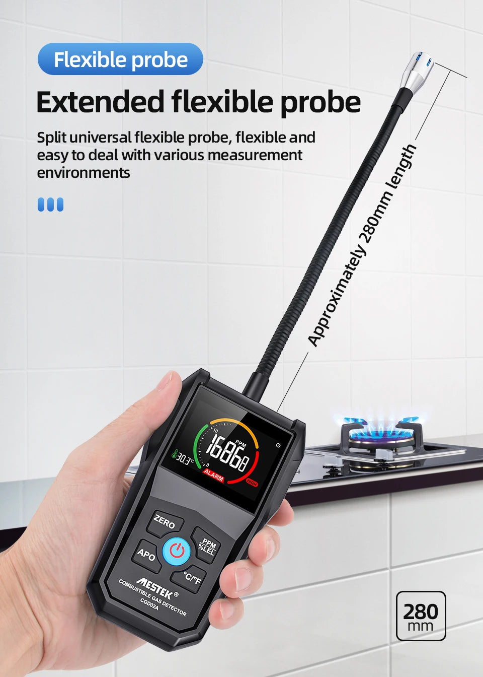 Gas Leak Detector with Sound and Light Alarm - Smarsty