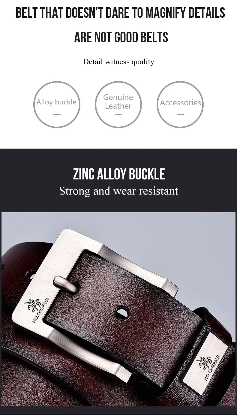Mens Leather Casual Belt High Quality Durable Buckle - Smarsty