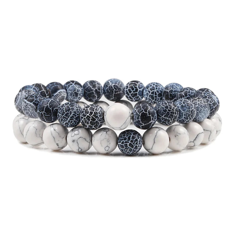 Couples Distance Lava Stone Yoga Bracelets Set - Smarsty
