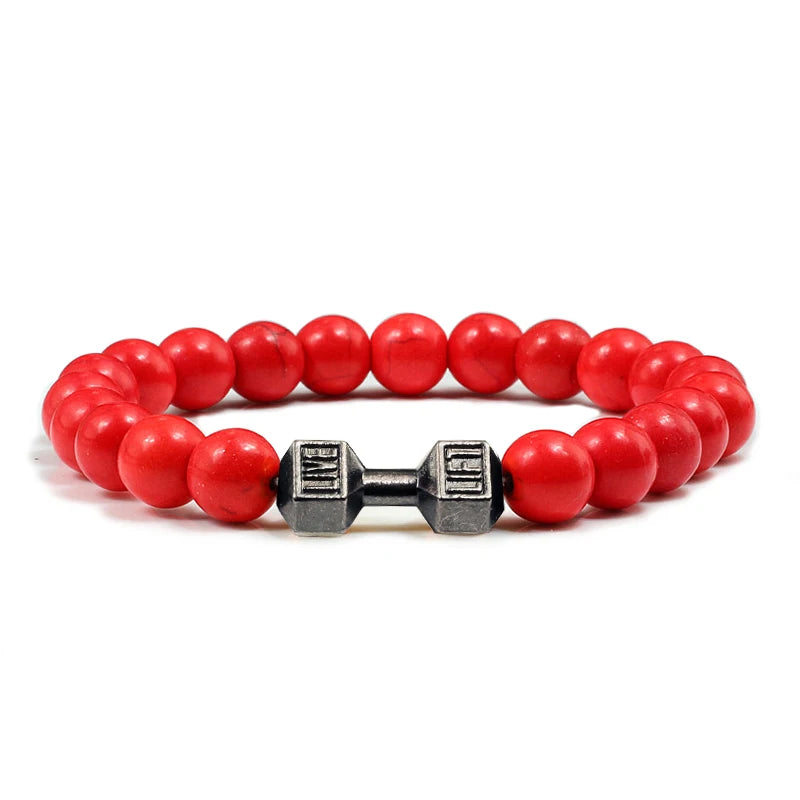 Natural Stone Dumbbell Bead Bracelet for Energy and Style - Smarsty