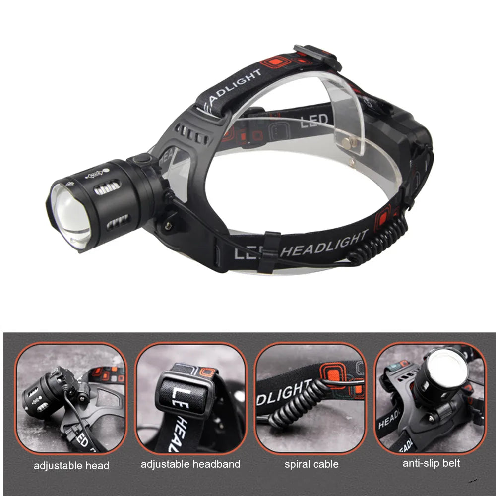 Powerful XHP70.2 XHP50.2 Led Headlamp Headlight Zoom Head Lamp Flashlight Torch 18650 battery USB Rechargeable Fishing Lantern by Smarsty