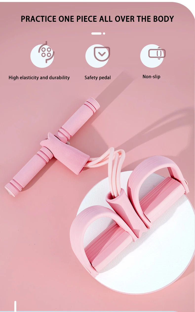 Multifunction Tension Rope 6-Tube Elastic Yoga Pedal Puller Resistance Band Tension Rope for Leg Stretching Slimming Training
