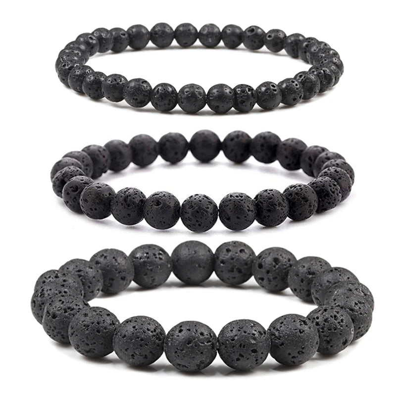 Natural Stone Bead Bracelet with Volcanic Lava - Smarsty