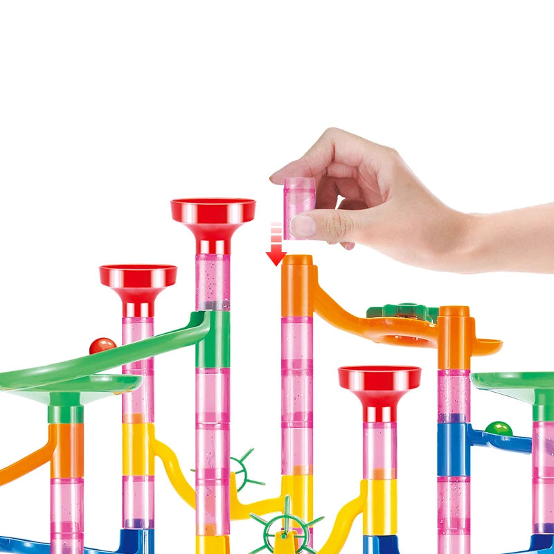 Marble Run Race Track Building Blocks Kids 3D Maze Ball Roll Toy DIY Marble Run Race Coaster Set 80/105/109/133pc Christmas Gift - Smarsty