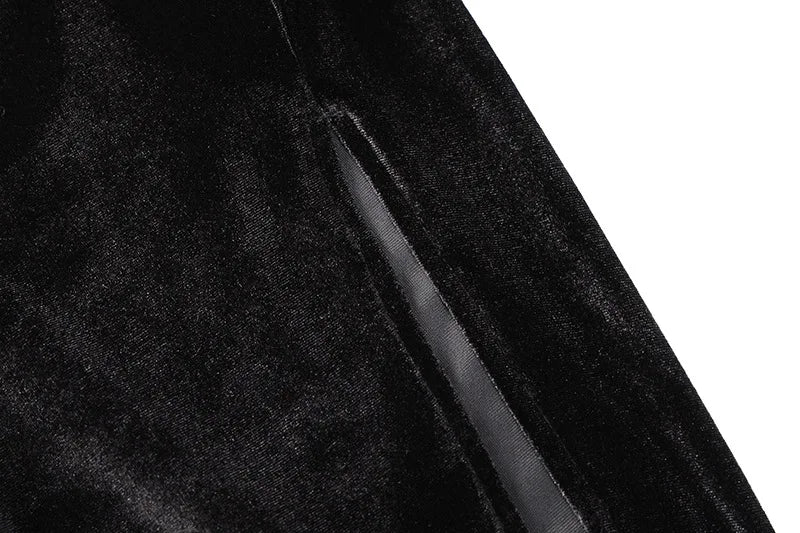 2022 Autumn Winter Women Solid Velvet Long Sleeve Ruched Midi Dress Side Slit Bodycon Sexy Streetwear Party Elegant Club - Smarsty