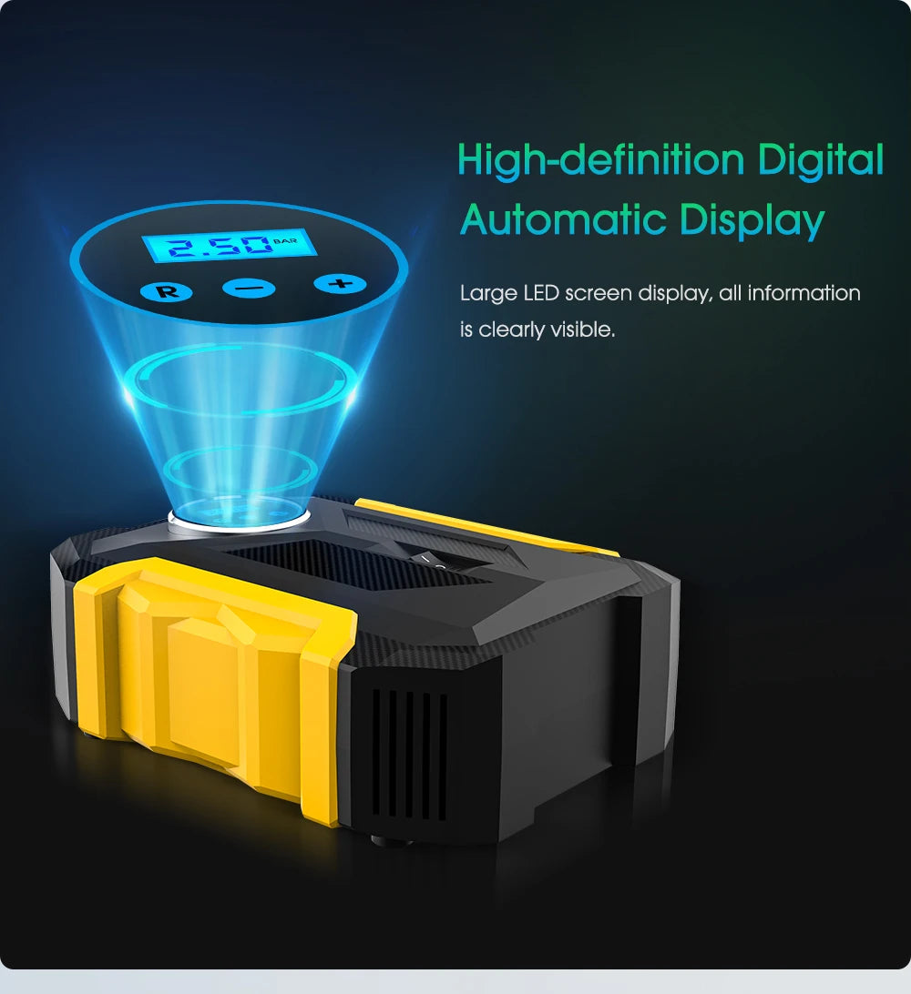 Portable Car Tire Inflator with LED Light and Digital Gauge - Smarsty