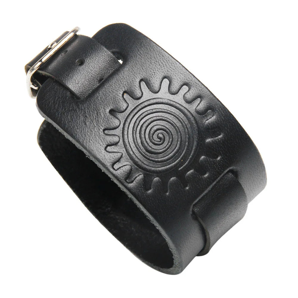 Men's Genuine Leather Bracelet Adjustable Vintage Punk Style - Smarsty